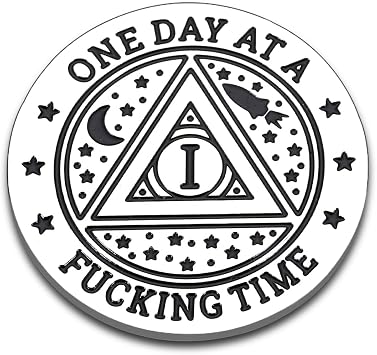 Get Well Soon Sobriety Coin for Men 1 Year Sobriety Coin Gift Women Men AA Tokens One Day at a Fcking Time Addiction Alcoholics Chemo Gifts Affirmation Gifts Stocking Stuffers