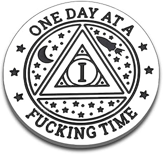 Get Well Soon Sobriety Coin for Men 1 Year Sobriety Coin Gift Women Men AA Tokens One Day at a Fcking Time Addiction Alcoholics Chemo Gifts Affirmation Gifts Stocking Stuffers
