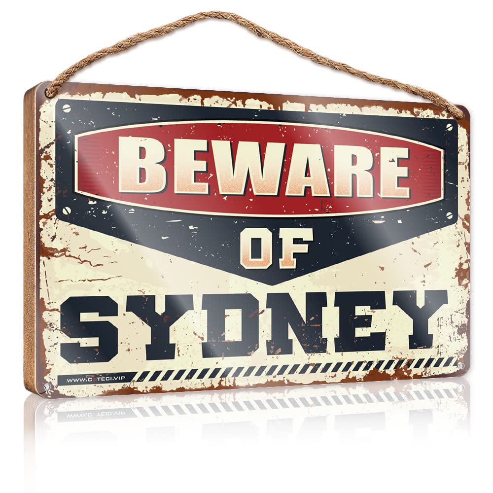 FZFN Farmhouse Door Decor Beware Of Sydney Wooden Sign Summer Decorations For Home Summer Decorations For(15X28CM)