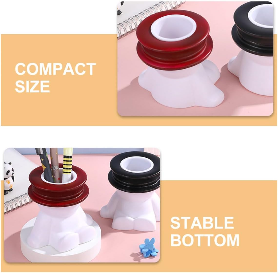 Multifunctional Desktop Bucket Pen Holder Pencil Organizer Makeup Brush Storage Box for Office Desk with Cartoon Decoration image 3