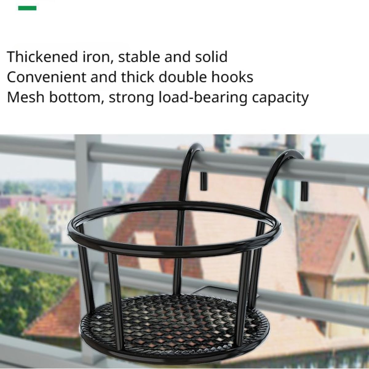 Portavasi Da Appendere In Metallo Per Ringhiera – 3 Pezzi – Diametro 22 Cm – Nero – Per Balcone E Giardino