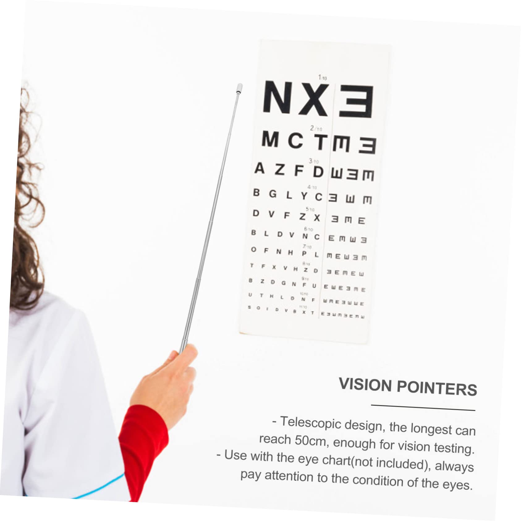 FRCOLOR 2pcs Vision Visor Optometry Hand Pointer Vision Test Eyesight Test Accessories Blackboard Pointer Presenter Stick Blackboard for Stainless Steel Flip Chart Aldult