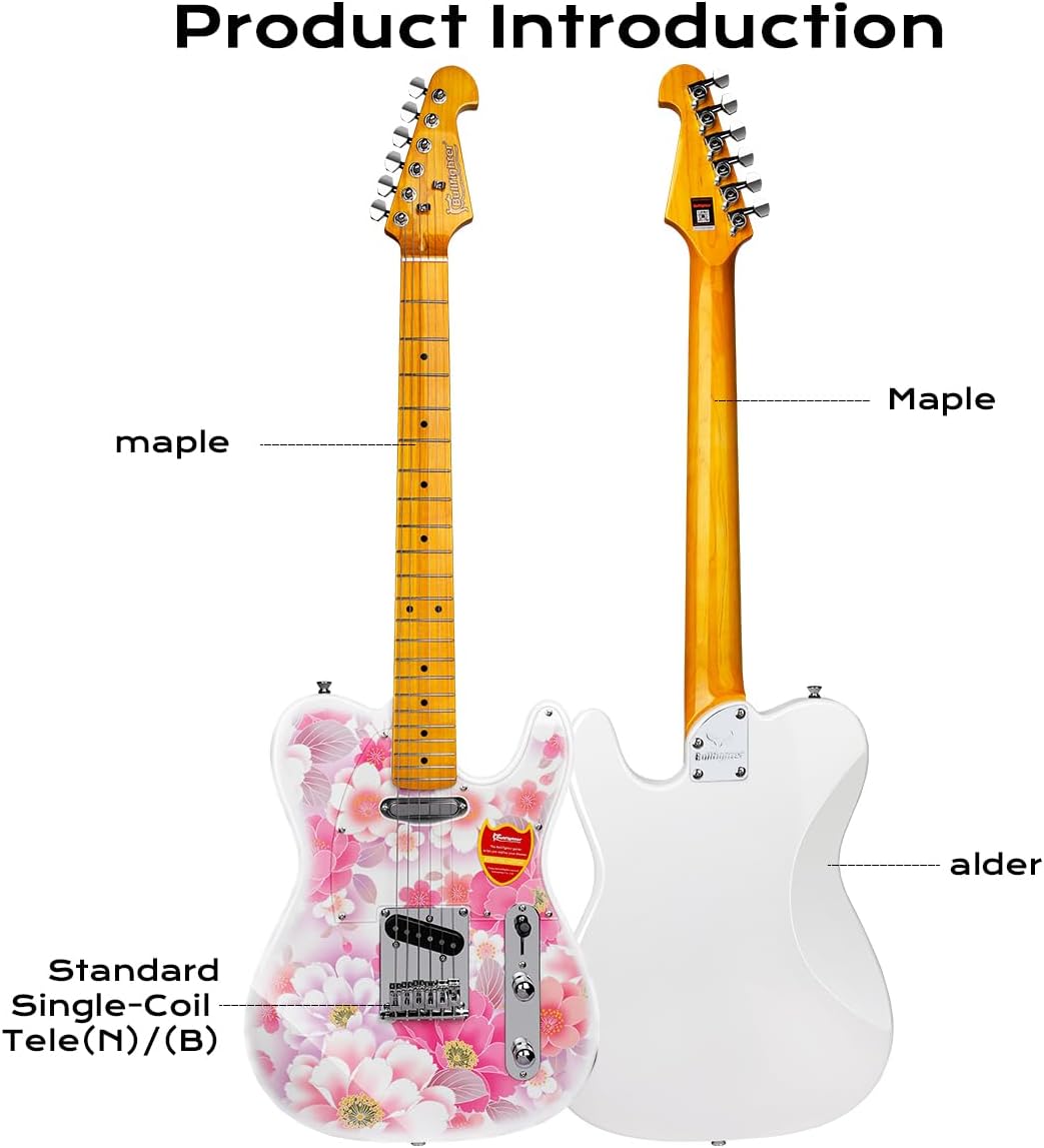 39" TL Style Electric Guitar Solid Body Electric Guitars for Intermediate &Beginner Players with GIg Bag, Strap, Cable, Picks(Penoy)