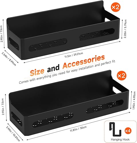 Miniatura 7 de Paquete de 4 estantes magnéticos para especias para refrigerador, organizador de especias, estante magnético móvil con 4 ganchos para organización