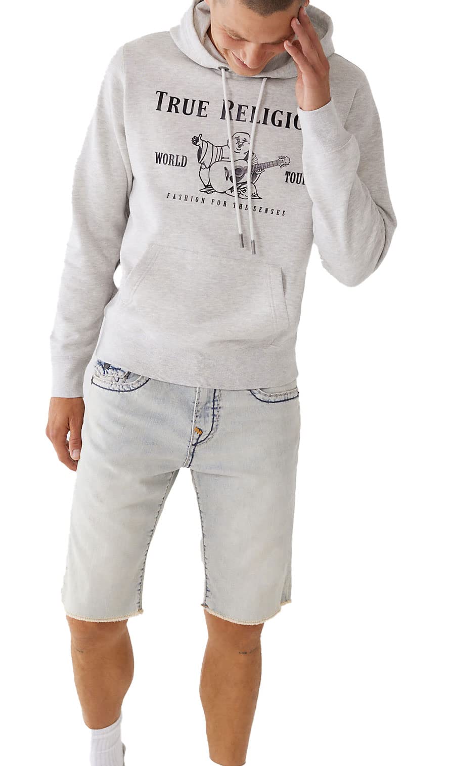 True Religion Bluza z kapturem Mężczyźni Metaliczna Bluza Z Kapturem Z Polaru Buddy