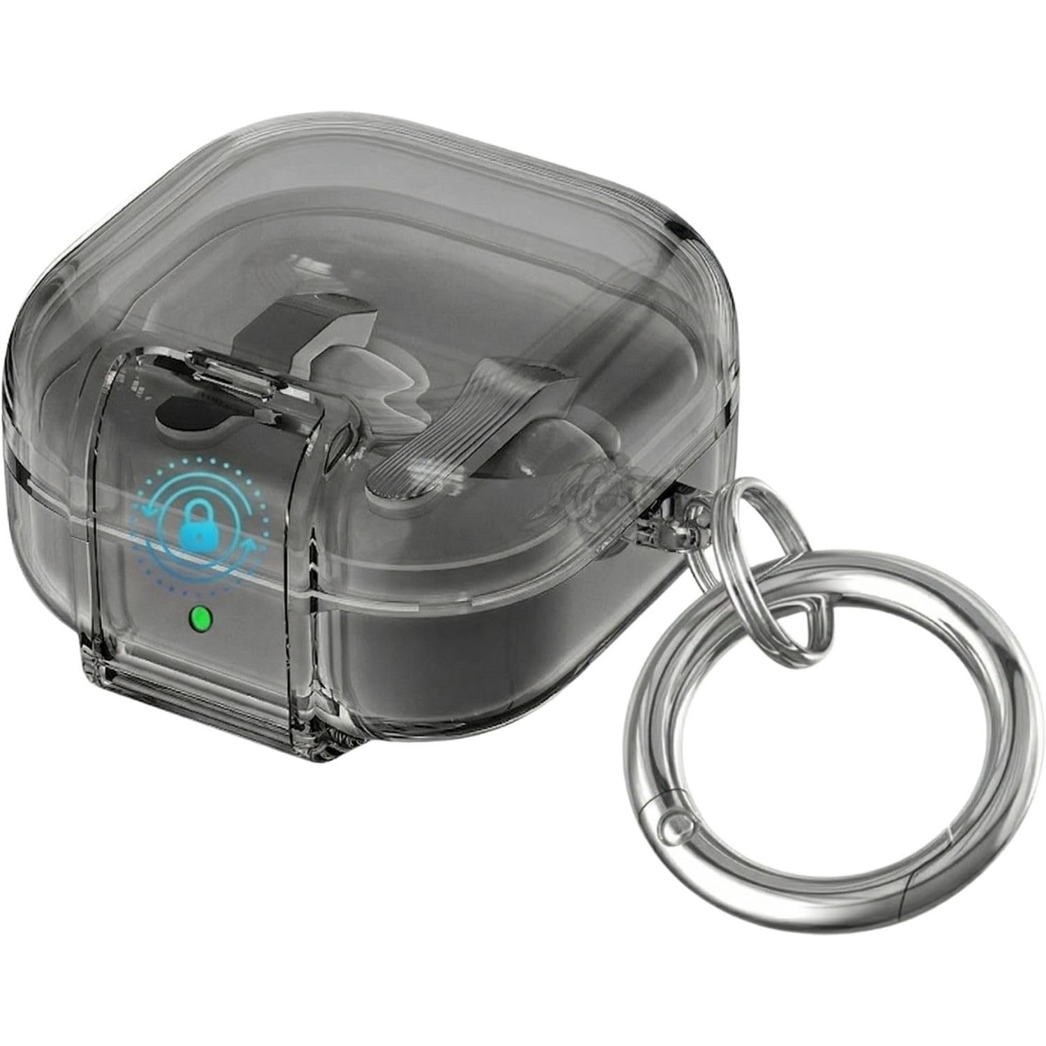 Rongep Samsung Galaxy Buds4 Pro/Buds 4 için Kılıf [Güvenlik Kilit Tasarımlı] Transparent-Lock Kulaklık Kılıfı Sararmaya Dayanıklı Taşıma Askılı TPU Koruyucu Samsung Buds 4 Pro Kılıf (Şeffaf-Siyah)