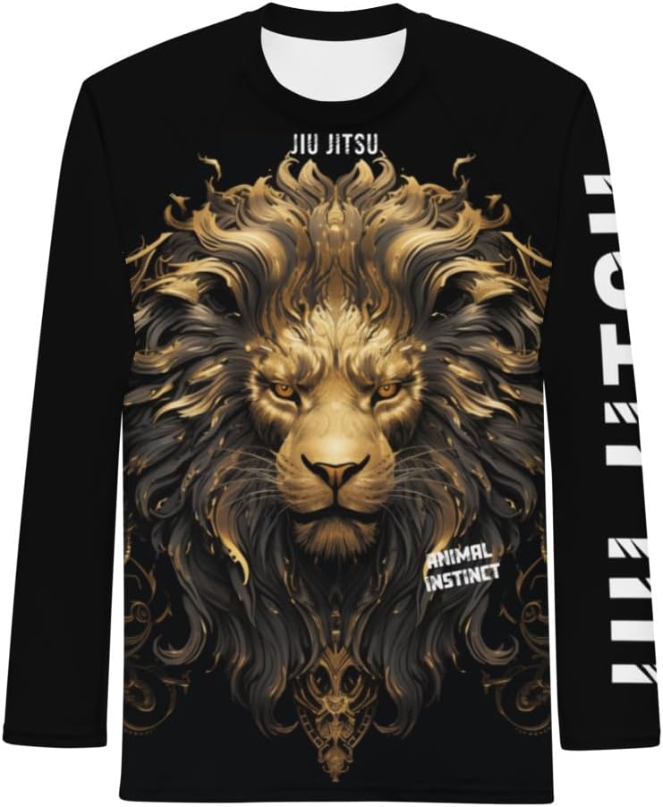 Rash Guard Lion - Compression Fit, Moisture-Wicking, UV Protective, Part of The Animal Instinct, BJJ, MMA Training