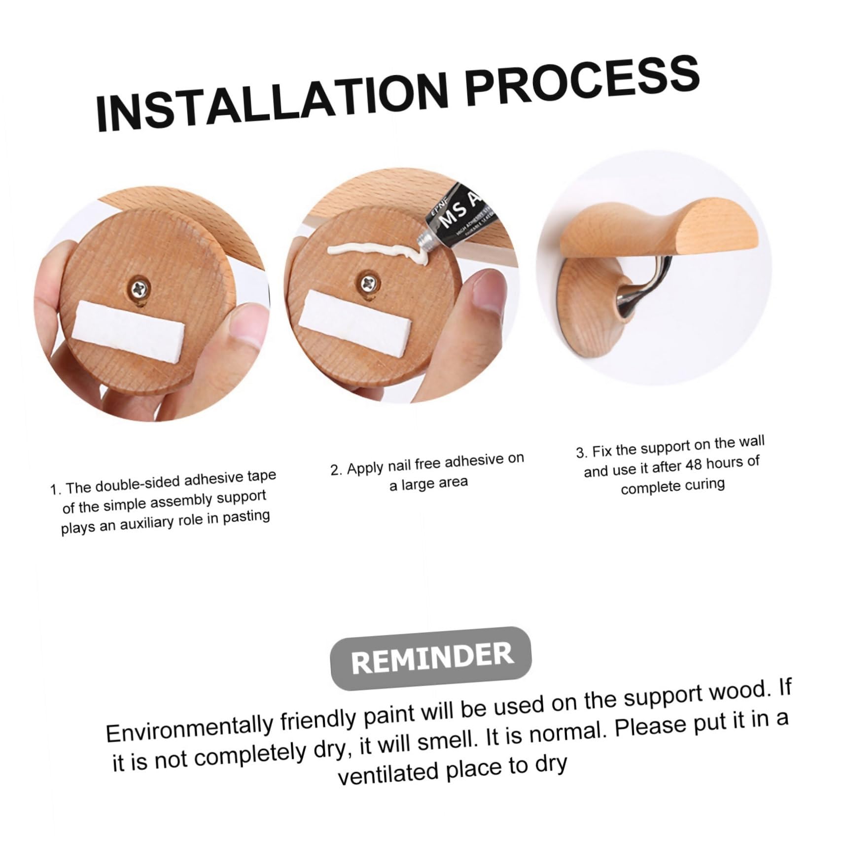 2juegos Soporte para Auriculares De Madera Natural Estante para Auriculares Soporte De Pared Sin Taladros Diseño Práctico y Duradero Color Madera