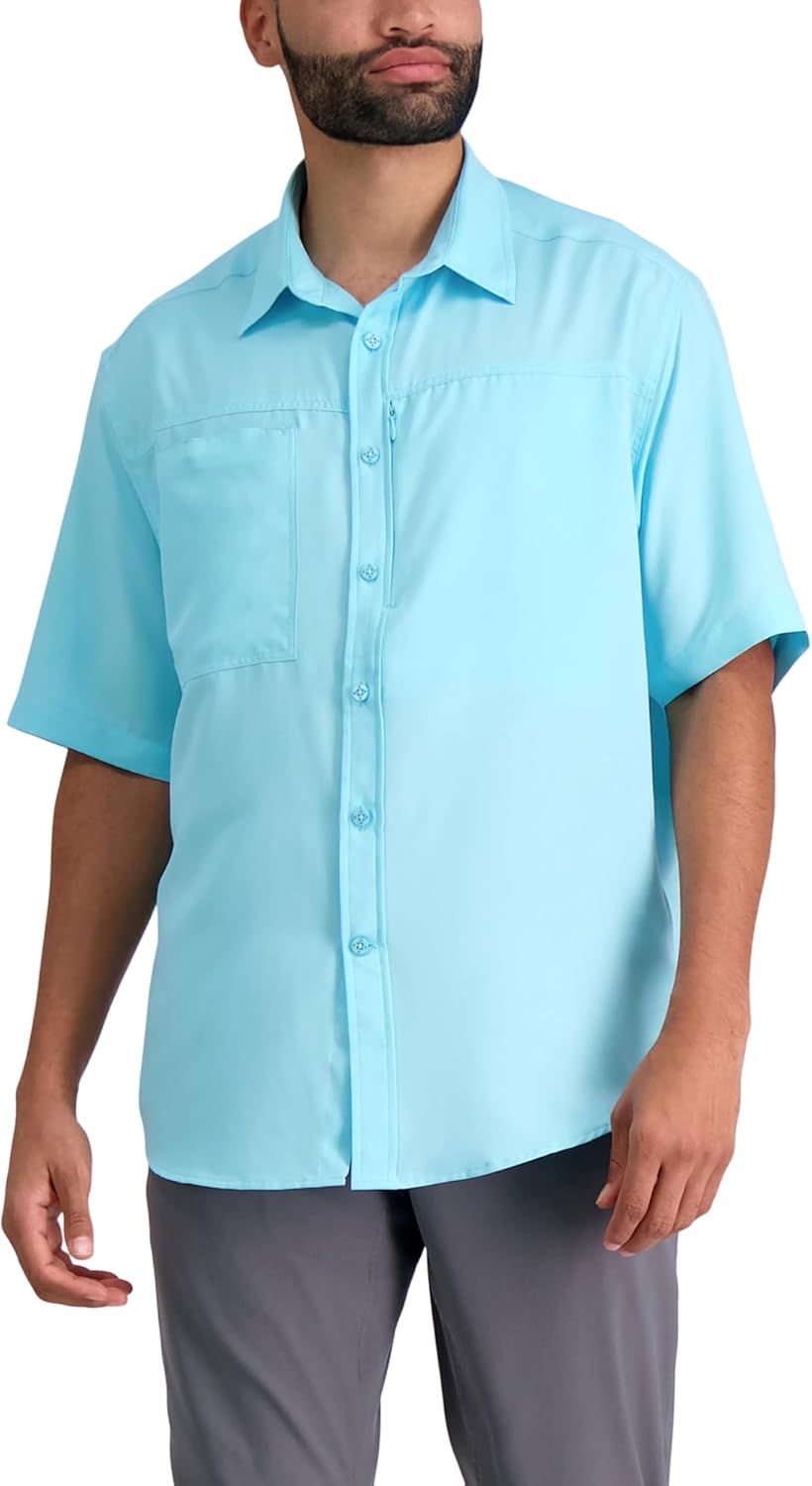 Haggar Mens Short Sleeve Stretch Fashion Print Shirt