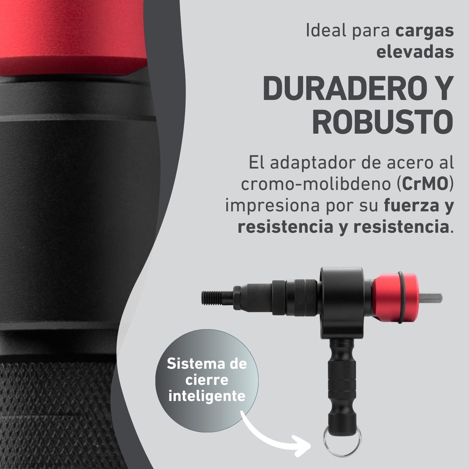 Adaptador de Tuerca Remachada para Taladro y Atornillador | Herramienta para Remachar Tuercas de Aluminio, Acero y Acero Inoxidable | Adaptador Tuercas de M3-M12 | Pistola de Remaches Adaptador
