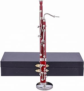 Miniature Bassoon with Stand and Case Mini Musical Instrument Replica Collectible Figurines Dollhouse Accessories Model Home Decorations Display Ornaments (5.98" Bassoon)