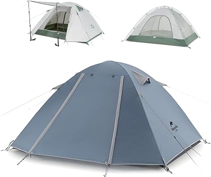 Naturehike 2 Person Camping Tent - Lightweight Double Layer 1 Person Portable Hiking Tent, PU2000mm UPF50+ Waterproof Backpacking Tent for One Man, Travel, Beach, Picnic, Free Standing Compact