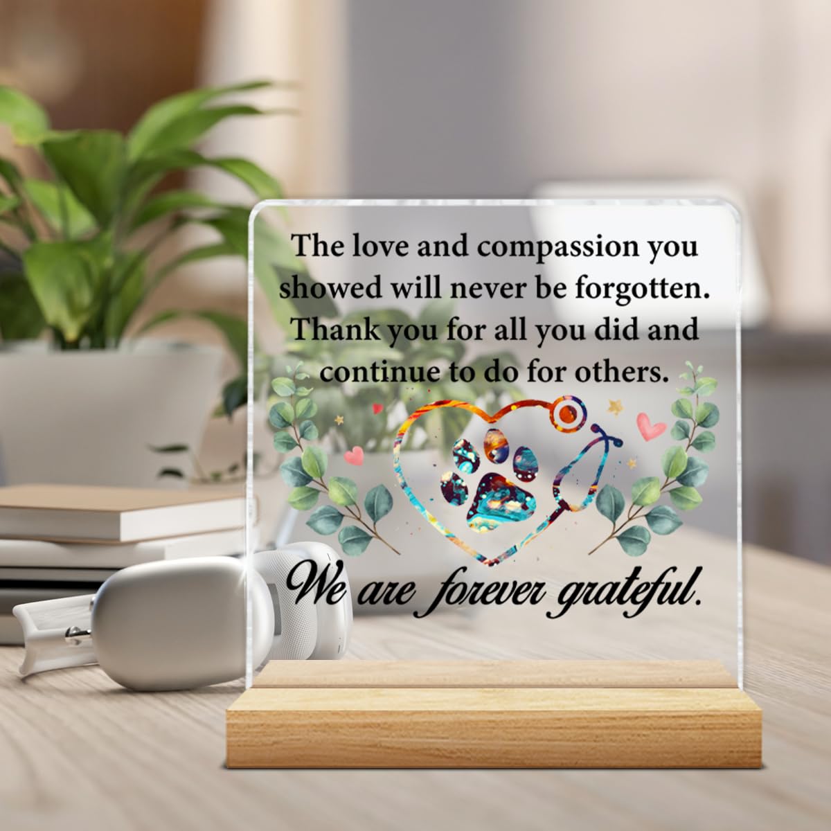 Vet Veterinarian Gifts, Thank You Appreciation Gifts for Veterinarians Veterinary Vet Tech Animal Doctor, Veterinarian Clear Acrylic Desk Decorative Sign Decor