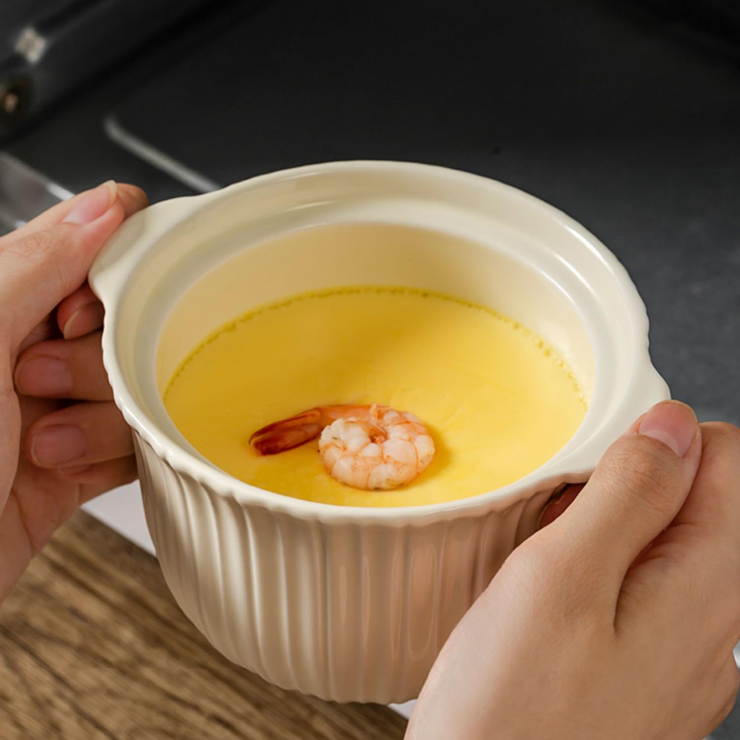Cuenco pequeño con tapa, platos de sopa de cebolla, aptos para horno, microondas, taza de sopa (blanco, 500 ml)