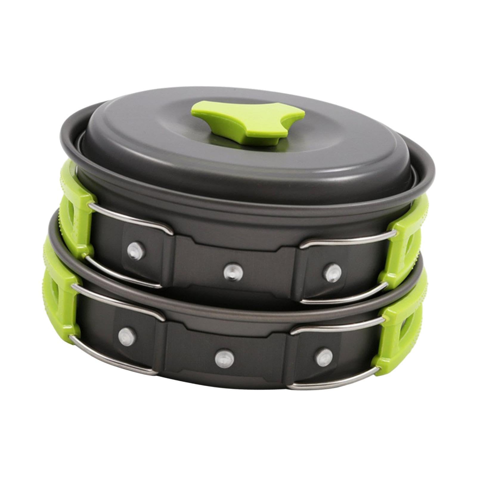 Yiju Lightweight Aluminum Alloy Camping Cookware Set with Storage Bag for Outdoor Cooking, Green