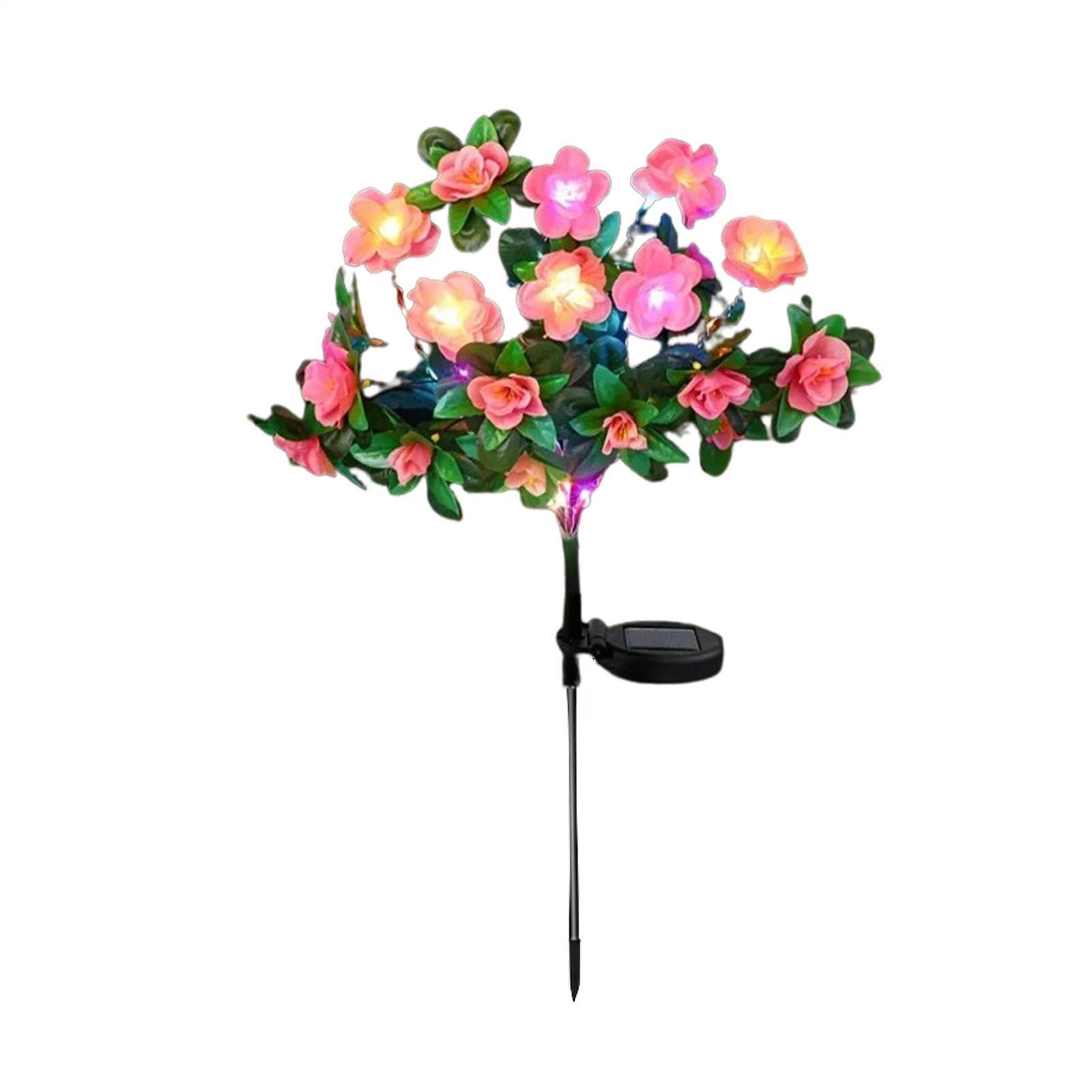 Lámpara solar de jardín de azalea impermeable con encendido automático y luces LED potentes 7