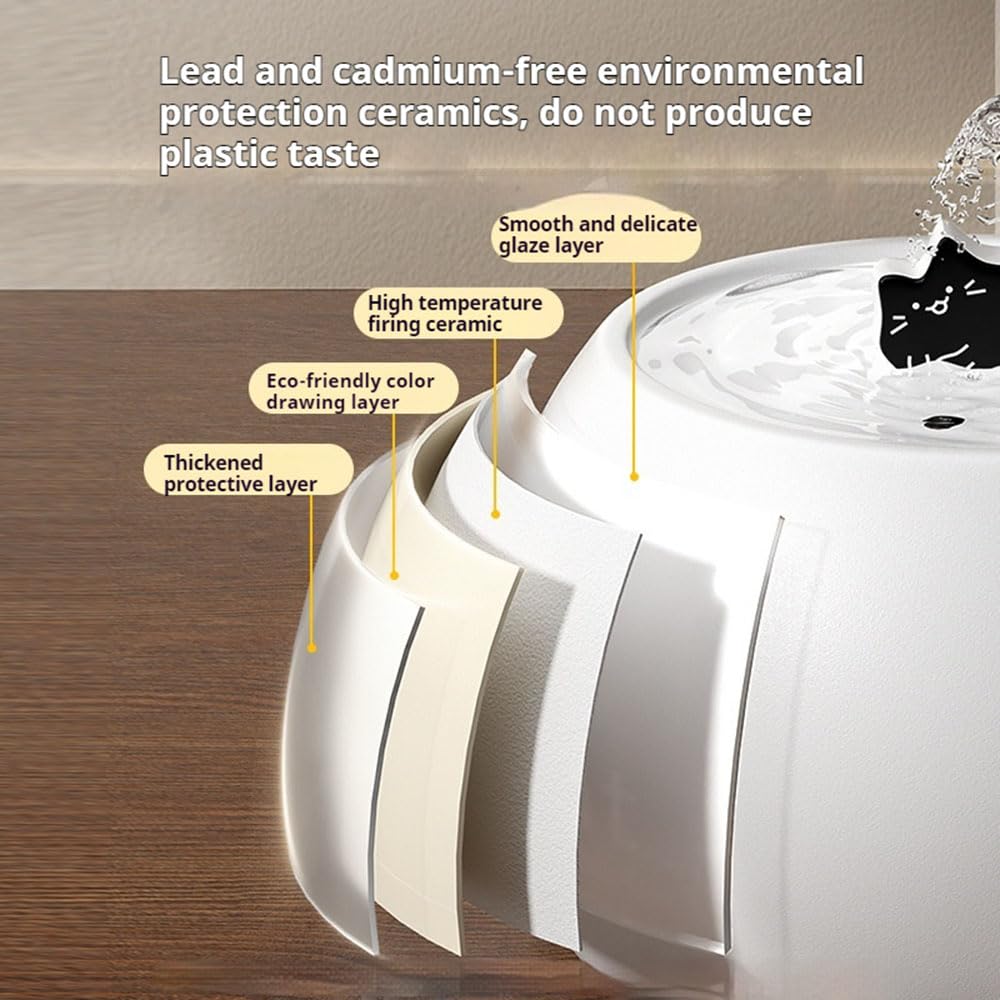 Ceramiczna fontanna dla kotów, 1,5 l, do picia, dla zwierząt domowych, do użytku wewnątrz, automatyczny dozownik wody, artykuły do karmienia i nawadniania dla małych psów, biała