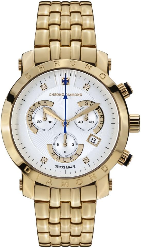 Chrono Diamond Herrenuhr Nestor Gold Ip Schwarz Chrono Diamond 10600F Nestor Gold IP Silver : Amazon.co.uk: Fashion