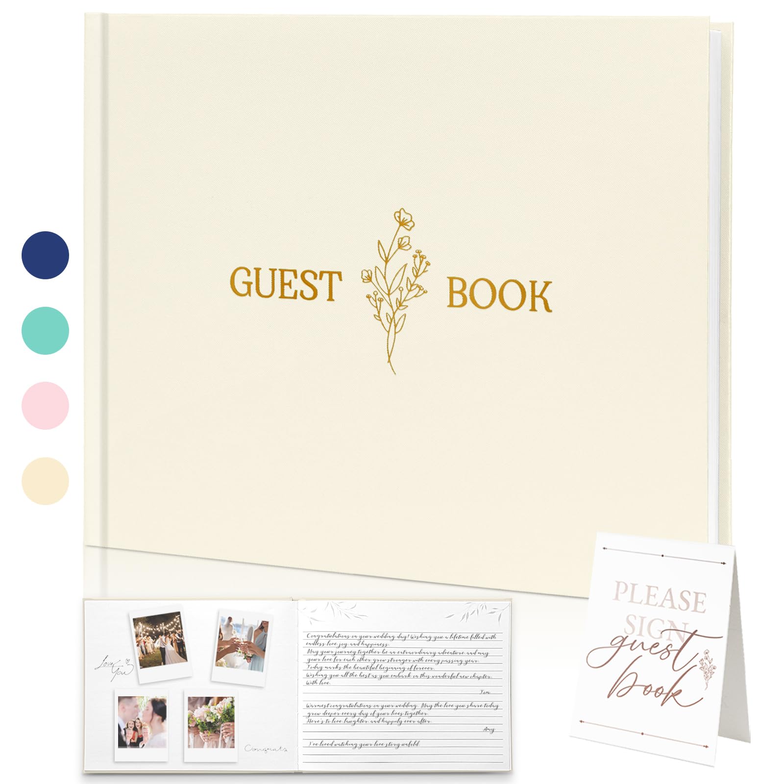 Livre d'or de mariage beige pour sceller les vœux de réception