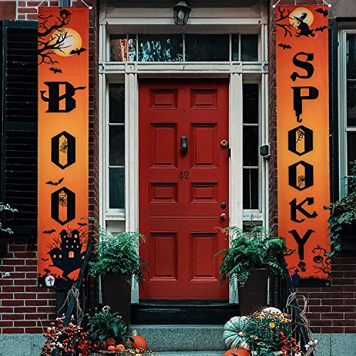 Huishang Halloween-Dekorationen, Veranda-Schild, Boo & Gruselige Halloween-Schilder Cover