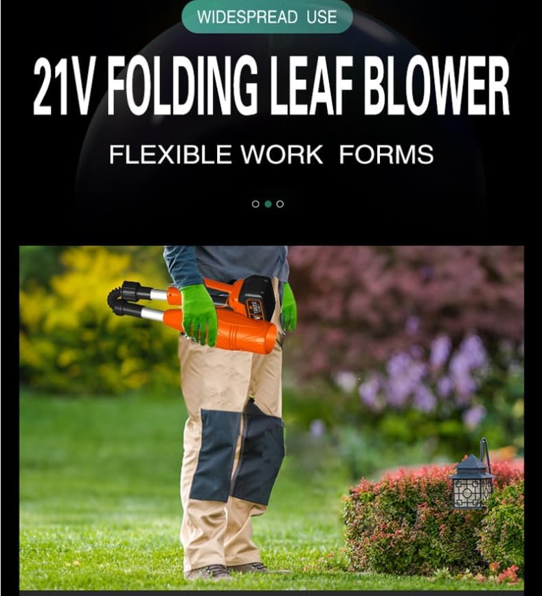 Wireless Charging Leaf Blower,Powerful RPM400W,21V,3000mAH Handheld Electric Blower with 2Ah Battery for Patio Lawn Leaves, Dust,Snowflake (Blue)