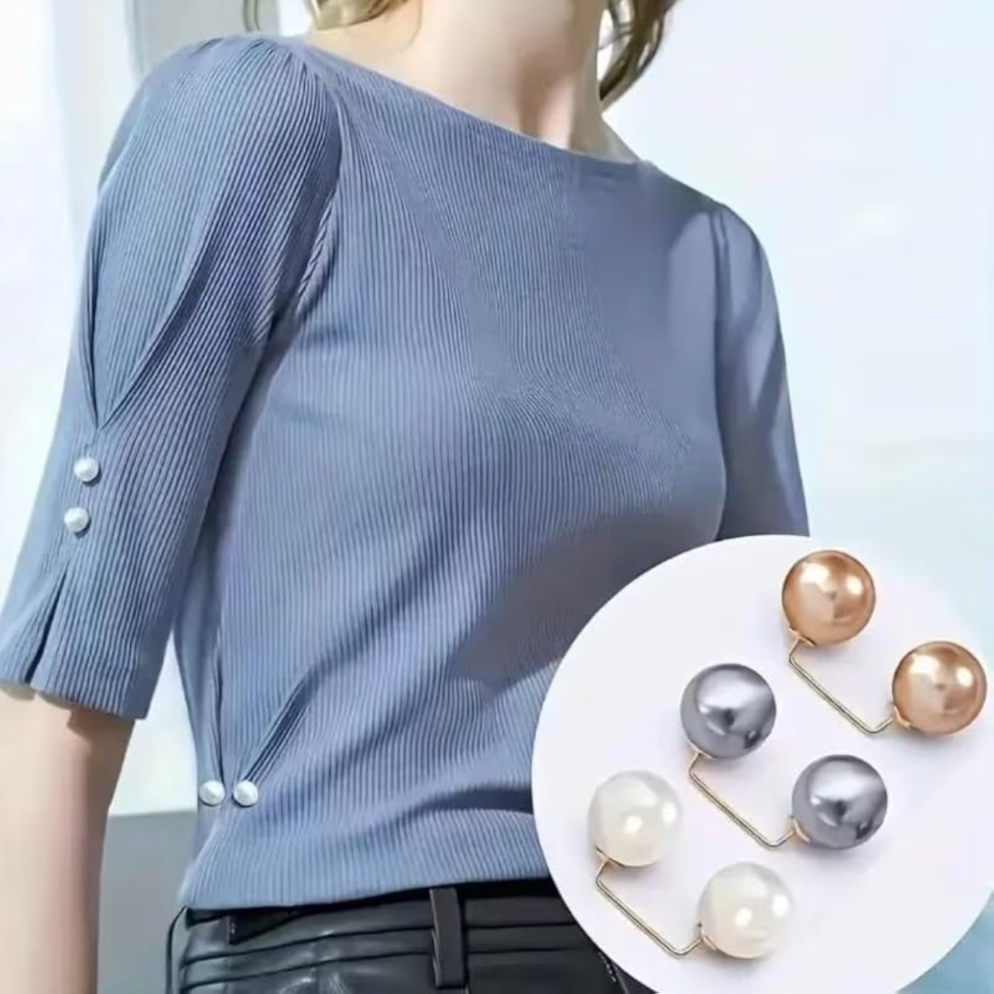 Pearl Brooch for Clothing, Non-Slip Safety Pin Accessory