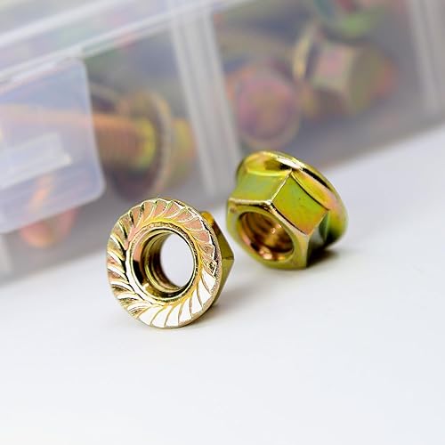 Miniatura 5 de YEEZET Kit de 245 tornillos y tuercas de brida de alta resistencia, grado 8.8 M6 M8 M10, tuercas hexagonales con bridas métricas, incluye 15 tamaños