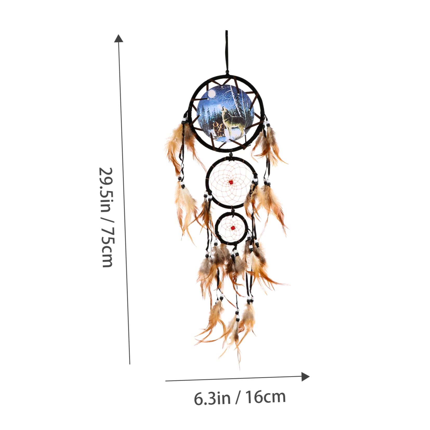 OUNONA Beige Wolf Dream Catcher Pendant Handmade Interior Decor with for Bedroom Office Garden Unique Home Wind Chime with Blessing Features