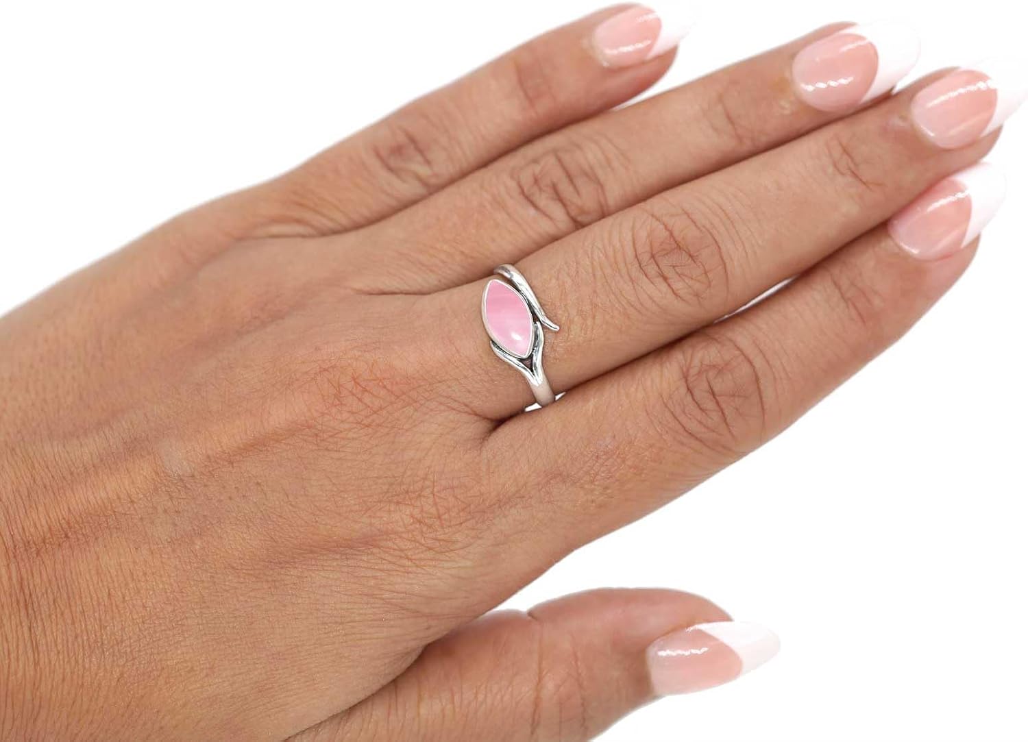 Onyx, Amber, Pearl, Moonstone Marquise Handmade Adjustable Ring Genuine 925 Sterling Silver Boho Natural Gemstone Jewelry For Women