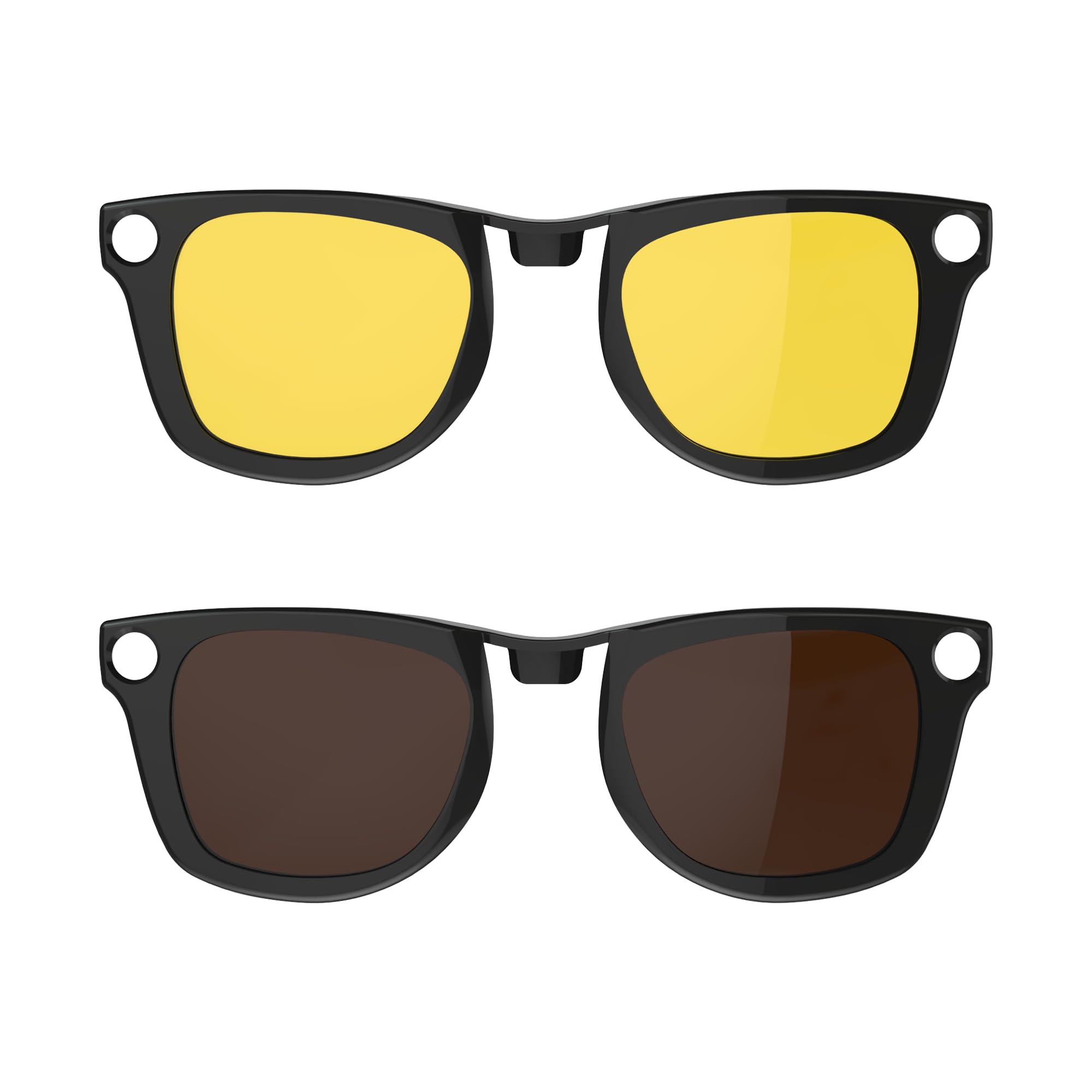 HIBLOKS 2Pcs Polarized Clip for RayBan Meta Wayfarer RW4006 & Gen 2 RW4012 Regular (50-22), Shiny Black Frame Discoloration Clip for RayBan Meta Gen 2