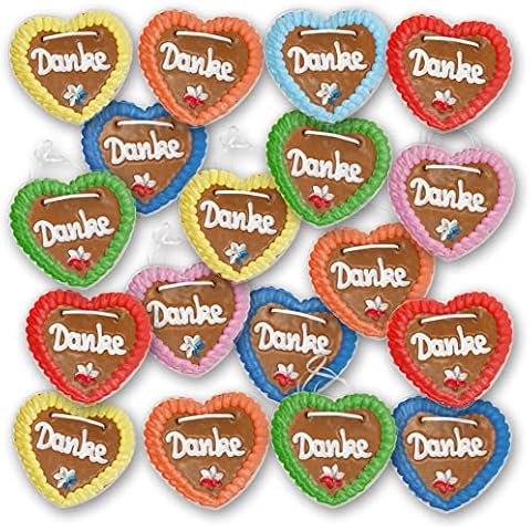 50 Stück Lebkuchenherzen mit " Danke " beschriftet 10cm groß / 40g schwer. Original frische Oktoberfestlebkuchenherzen aus München. Lebkuchen Herzen günstig kaufen | Konditorei Zuckersucht Cover