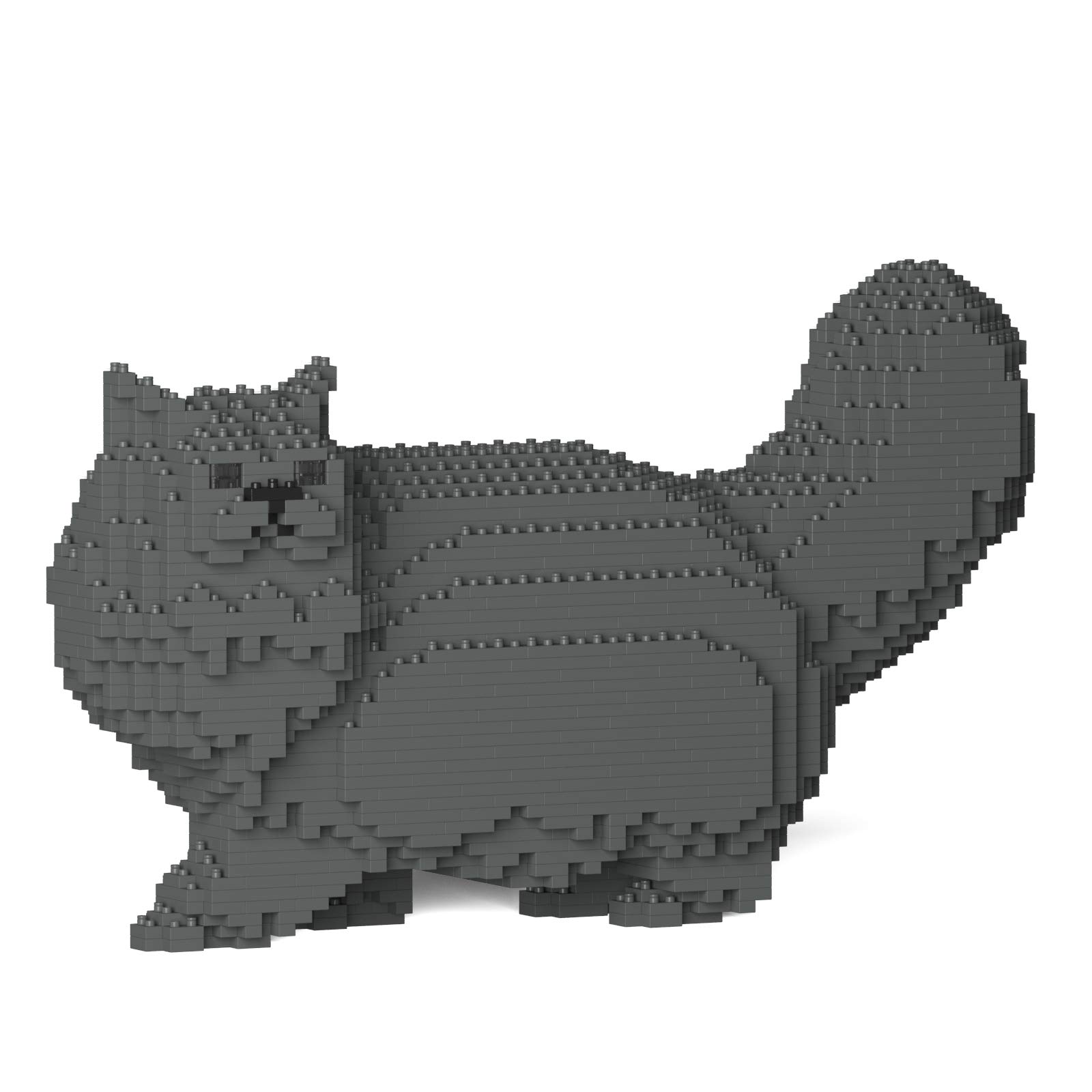 Completed JEKCA Persian Cat 02S-M02 model in gray, showing its detailed block construction.