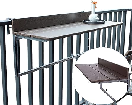 Balcony Bar Table For Railings,side table outdoor,Outdoor Hanging Rail Tables For Deck,Adjustable Height outdoor small tables for patio Space Saving Serving Desk Countertop Extension Fold Down  Color