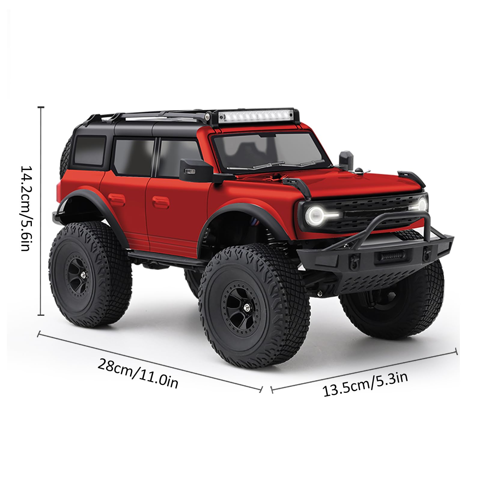Dilwe Voiture Télécommandée à L'échelle 1:18, Chenille électrique à 4 Roues Motrices avec Roues en Alliage et Lumières LED, pour l'escalade Hors Route et L'Aventure en Terrain (Rouge métallique)
