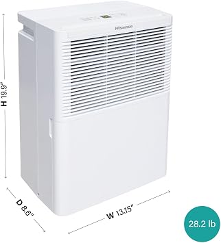 Hisense 25-Pint Compact Portable Dehumidifier, 1500 Sq. Ft.