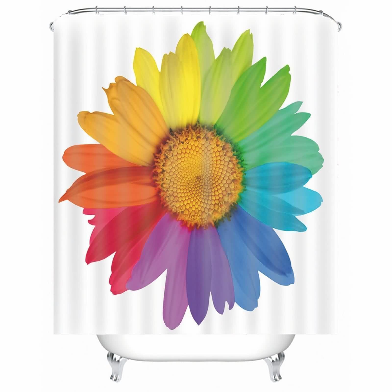 Rideau de bain en polyester motif tournesols pour illuminer votre décoration de salle de bain