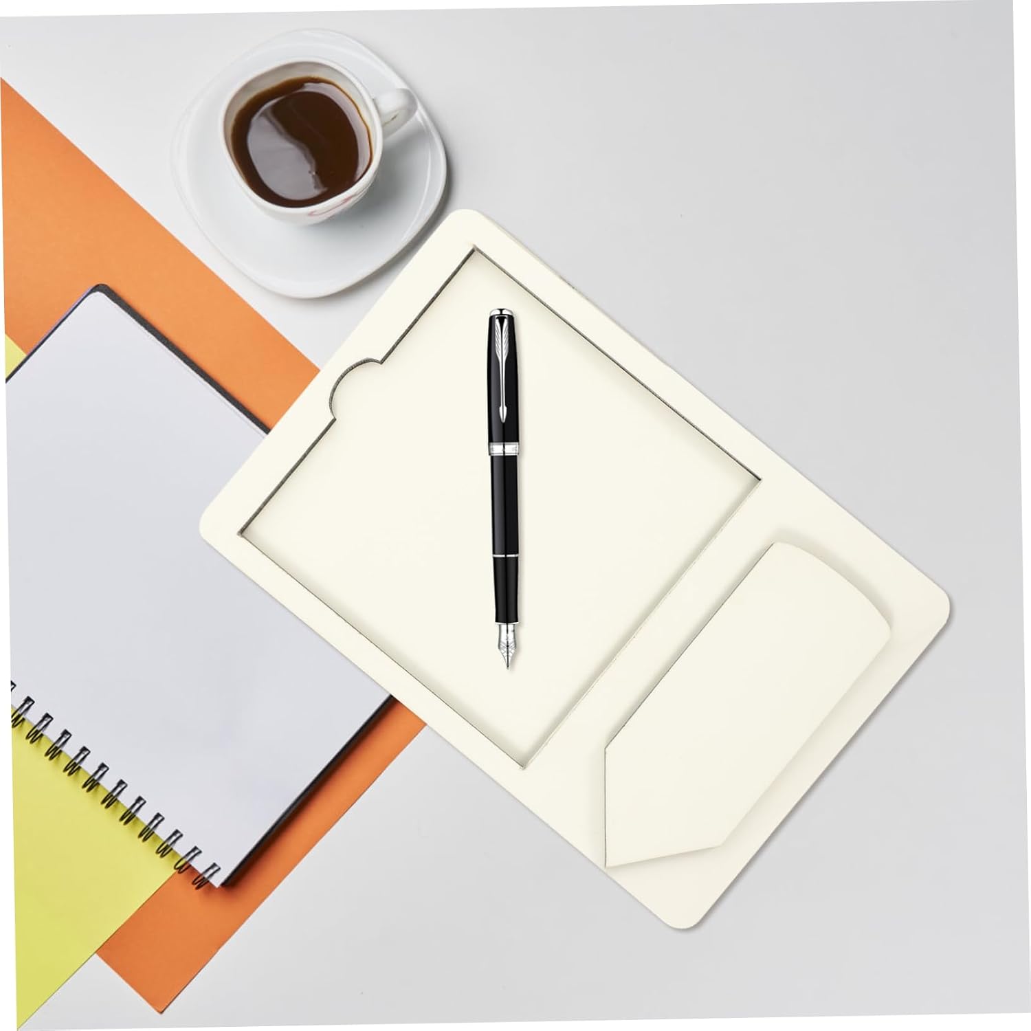 Alipis Pencil Shaped Memo Note Tray for Adhesive Notes, Wood White image 3