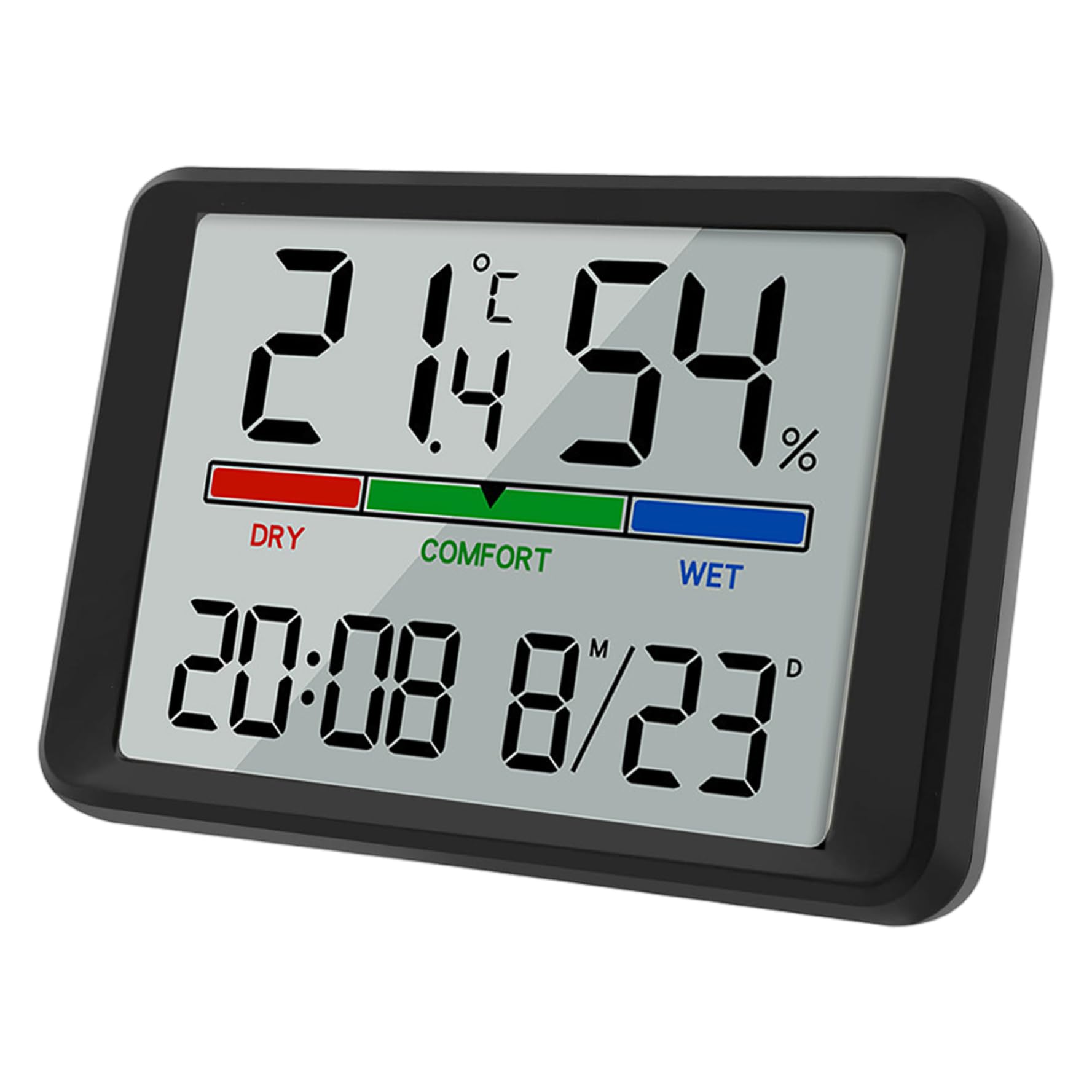Medidor de temperatura y humedad para evitar moho en el hogar con reloj LCD