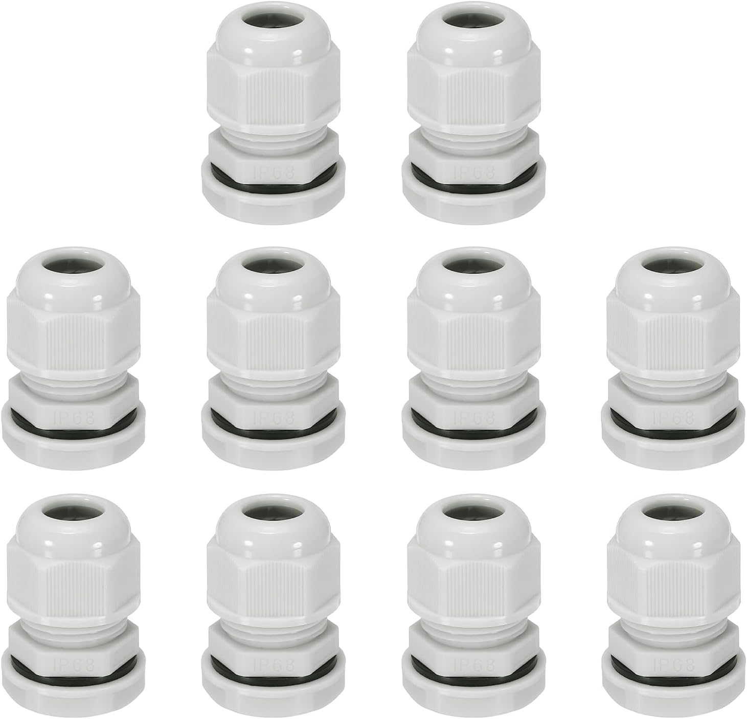10 Pcs M20x1.5" Cable Glands Adjustable 7-12mm PA6 Nylon IP68 Waterproof Connectors with Seals Anti-Corrosion for Industrial/Outdoor Electrical Systems (White)