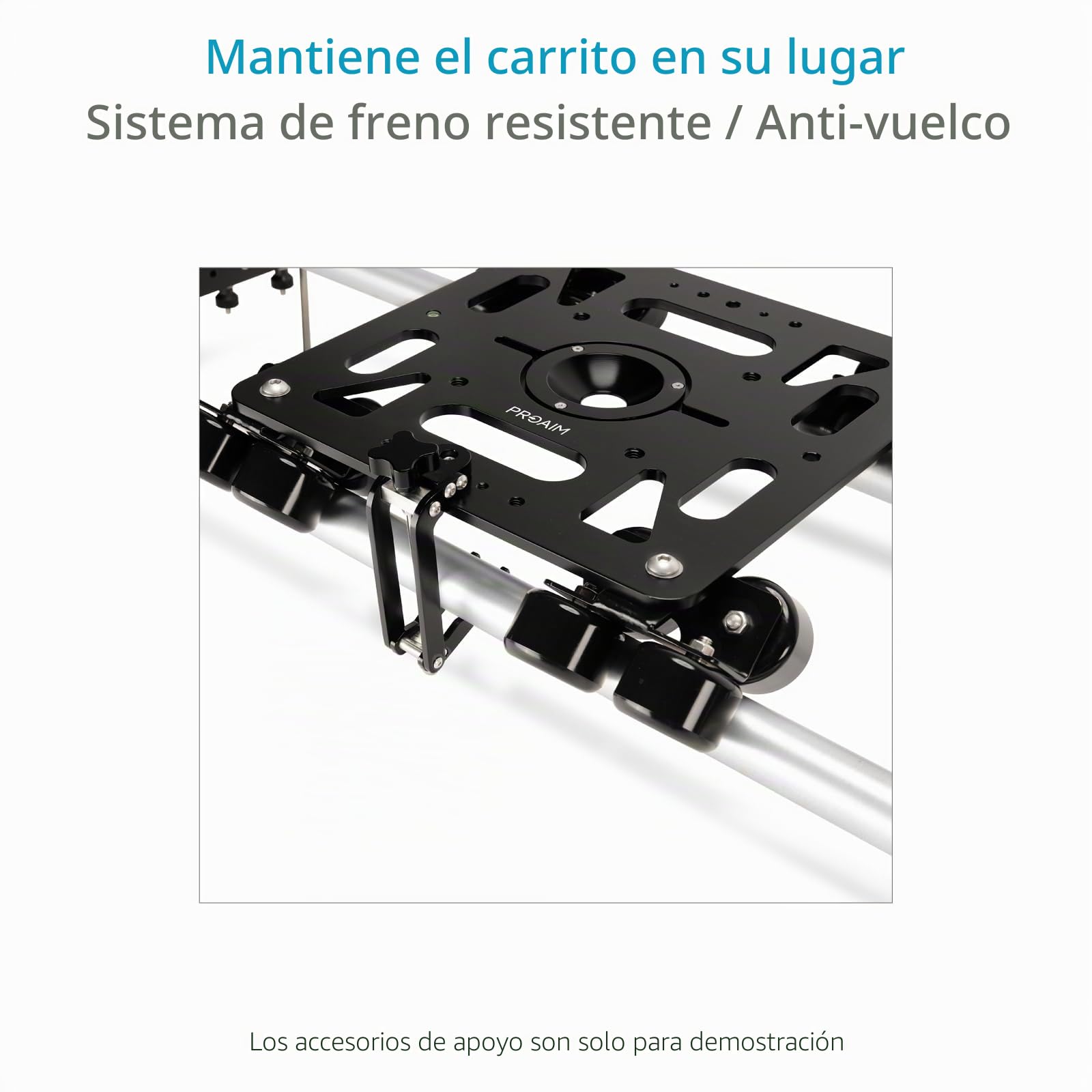 Dolly Deslizante PROAIM Breeza de Aluminio con Extremos de riel, 100 kg | Slider de aluminio CNC con 16 ruedas flotantes; suave en rieles rectos o curvos, montajes Mitchell, 75 y 100 mm