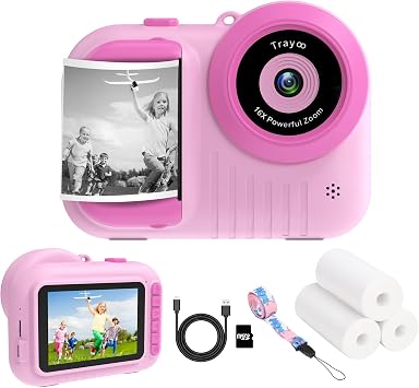 Kids Camera Instant Print, 3.5 Inch Screen Kids Digital Camera Instant, Christmas Birthday Gifts for Girls Age 3-12, Portable Toddler Camera Toy Gifts for 3 4 5 6 7 8 9 10 Year Old Girls Boys Rose