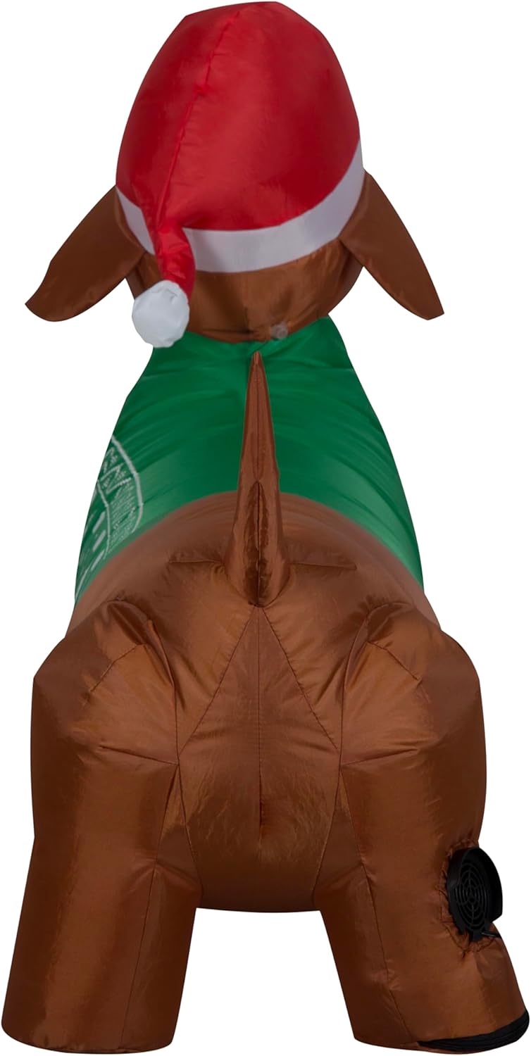 4 Ft Airblown Inflatable Weiner Dog Dachshund with Santa Hat Christmas Decor