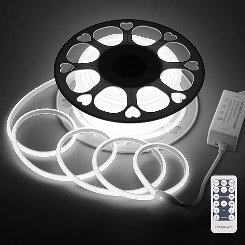 Miniatura 10 de Aclorol COB - Tira de luces LED para exteriores, impermeable, 100 pies, 1 rollo de corriente alterna de 120 V, luz LED regulable COB, luz flexible,