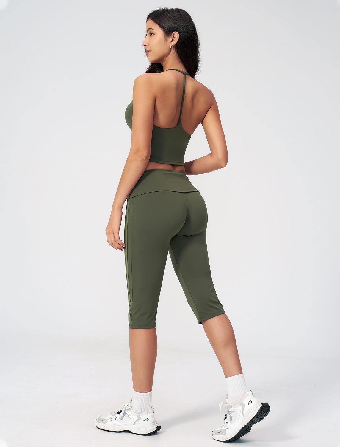 QBGJTD Womens Workout Sets 2 Piece Y Back Tank Top Capri Leggings image 3