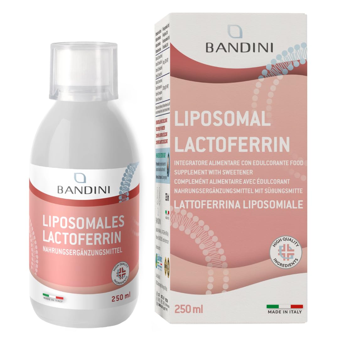 Bandini® Lactoferrin liposomal | 200mg Liposomales Flüssiges Laktoferrin je Dosis (10ml) | Für Eisenaufnahme & Immunsystem | Kolostrum-Bestandteil | Hochdosiert, ohne Zusätze, laborgeprüft | 250ml