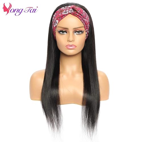 Miniatura 4 de Peluca de cabello lacio con diadema, pelucas de 18 pulgadas para mujeres negras, sin encaje frontal, pelucas de cabello humano lacio virgen peruano,