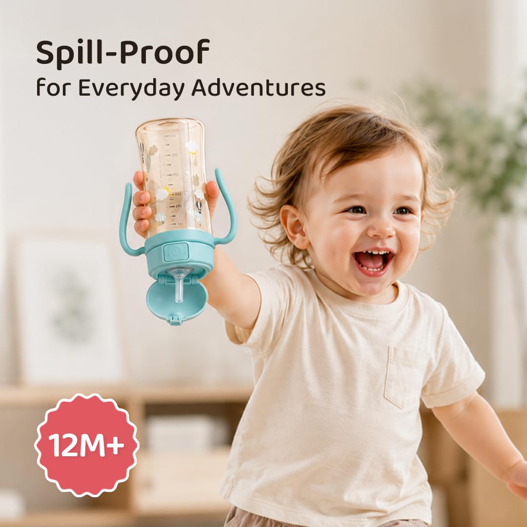 Photo 1 of GROSMIMI PPSU Baby Straw Cup Stage 2, 12M+, Spill-Proof, 10oz (Cherry)