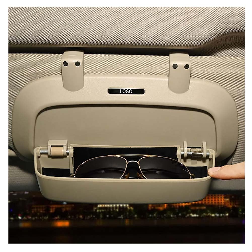 Scatola Portaoggetti Occhiali da Sole Auto per Nissan Pathfinder 2015-2027, Porta Occhiali Parasole Scatola Portaoggetti Organizer Accessorio Interni,B/Beige