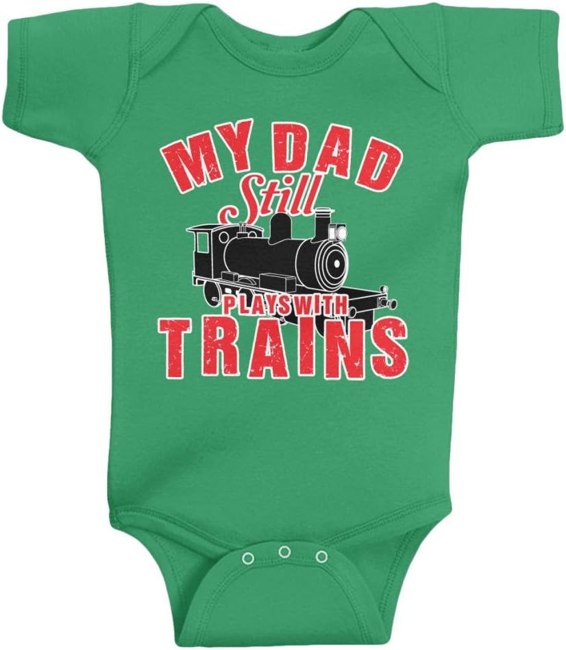 Threadrock Unisex Baby My Dad Still Plays with Trains Bodysuit