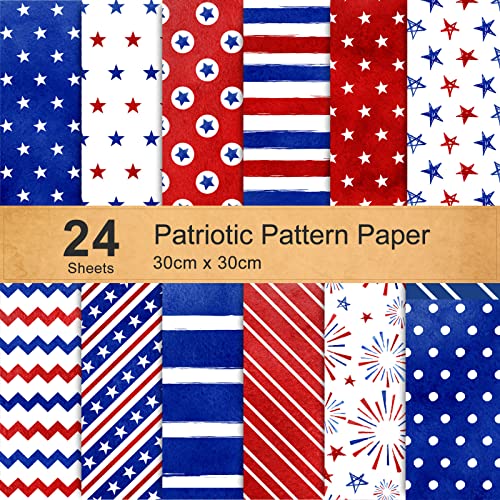 Papier à motif patriotique Whaline pour créer vos décorations de table et albums du 4 juillet